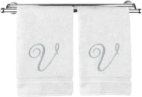Vista 188 de Toalla de mano con monograma, regalo personalizado, 16 x 30 pulgadas, extra absorbente, 100% algodón turco, acabado de rizo suave, para baño, cocina