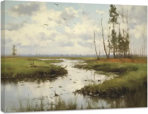 Vista 7 de CCWACPP Arte de pared de paisaje rural, pintura de naturaleza verde, lienzo, paisaje, obras de arte, impresión de casa de campo occidental