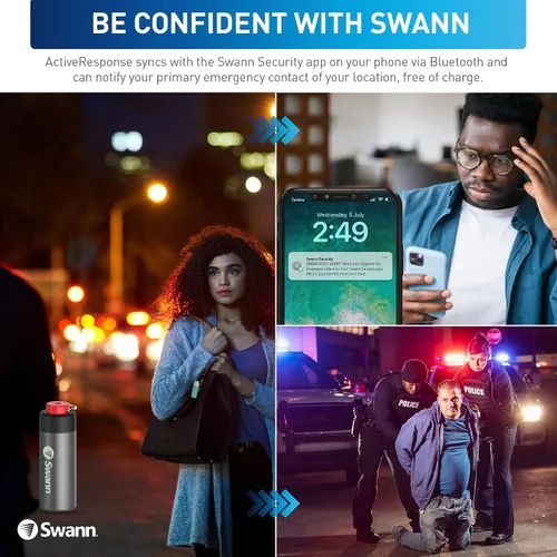 Vista 6 de Swann ActiveResponse - Alarma de seguridad personal móvil, sirena de emergencia de 110 dB con alertas SMS y conectividad móvil, batería de larga