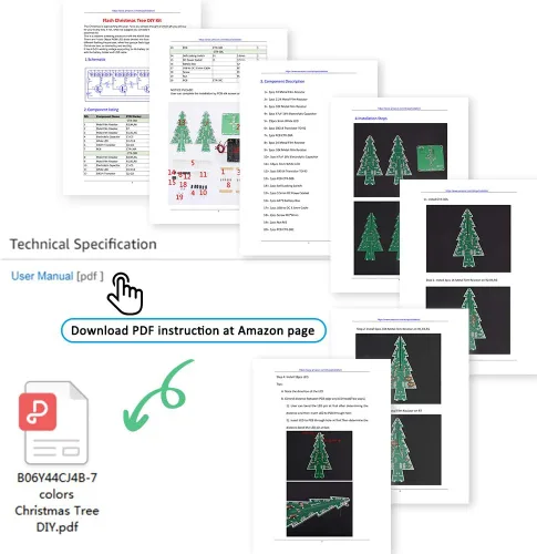 Vista 8 de Icstation - Kit para montar árbol de Navidad, 3D, con luces LED de 7 colores intermitentes para práctica de soldadura eléctrica.