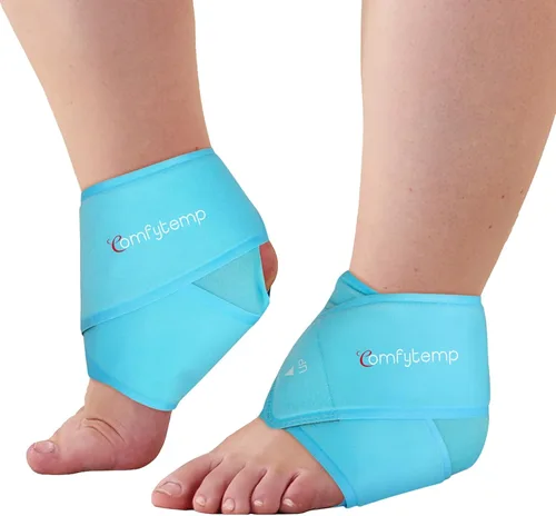 Vista 12 de Comfytemp Bolsa de hielo de tobillo para fascitis plantar, hinchazón, alivio del dolor de pies, paquetes de hielo de gel para lesiones Azul