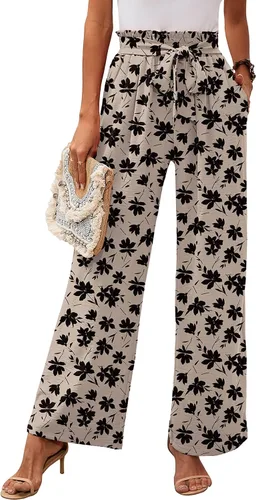 Vista 27 de Heymoments Wide Leg Pant for Women High Waist Trouser A01-negro