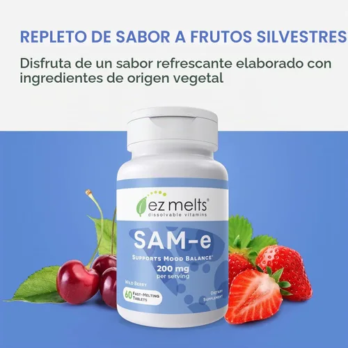 Vista 6 de EZ Melts SAM-e soluble 200 mg, 60 tabletas (30 porciones), explosión
