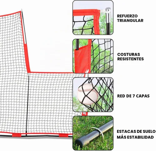 Vista 4 de 7FT Batting Screen, I-Screen L-Screen Pitching Net for Pitcher