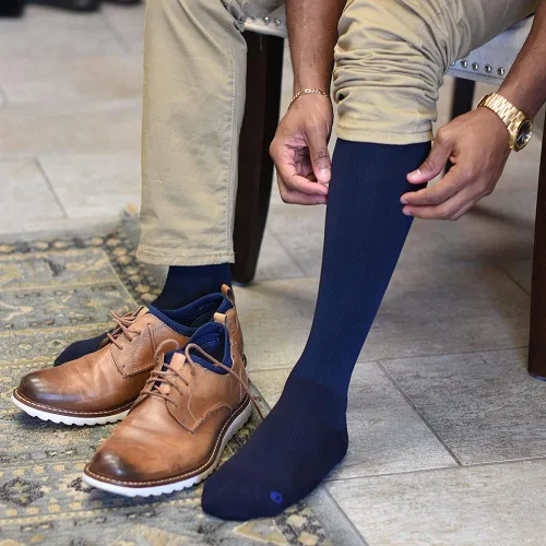 Vista 7 de OrthoSleeve - Calcetines de compresión de grado médico para hombres y mujeres, 15-20 mmHg (L, bronceado)