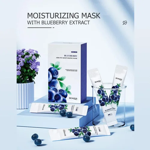 Vista 5 de BIOAQUA Blueberry Arbutin Mascarilla Facial Hidratante Hidrata la Piel Cuidado Delicado Sedoso Suave 0.1 fl oz (Paquete de 20)