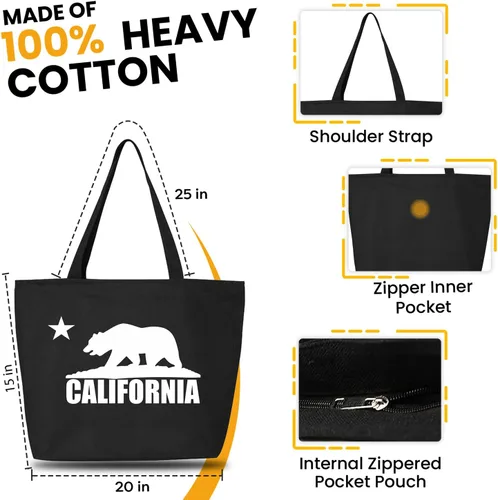 Vista 3 de shop4ever Cali White Bear - Bolsa de compras reutilizable con cremallera y cremallera