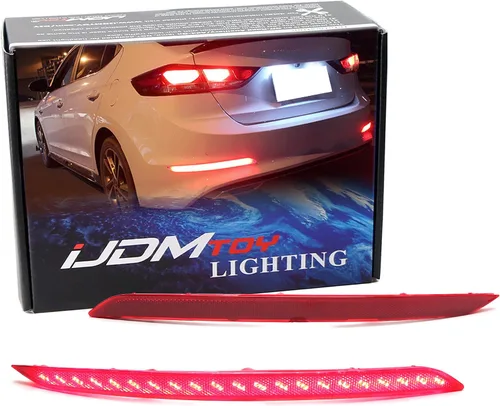 Vista 9 de iJDMTOY luces LED de reflector de parachoques completo lente roja Compatible con 2017 2018 Hyundai Elantra Sedán, función como luces traseras