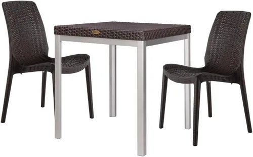 Vista 12 de Lagoon Russ - Juego de mesa de comedor de ratán con una mesa y dos sillas, color negro