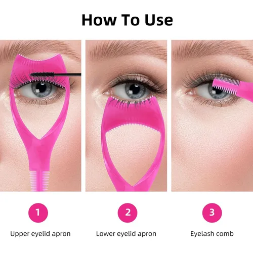Vista 5 de WLLHYF 3 Pack Mascara Shield Guard Makeup Eyelash Buddy 3 in 1 Eye Lash Applicator Tool Beauty Cosmetic Mascara Separator Comb Plastic Lashes