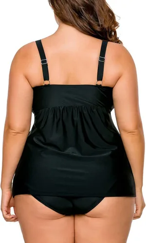 Vista 4 de LALAGEN - Conjunto de traje de baño bikini tankini de dos piezas con tirantes para mujer, talla extra grande