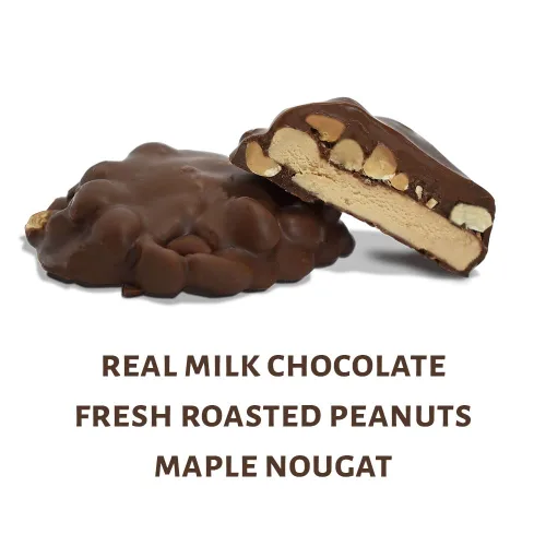 Vista 3 de Pearson 's Maple BUN Cluster Bar Cacahuetes tostados, chocolate con leche real y turrón de arce Paquete de 24 Envuelto individualmente