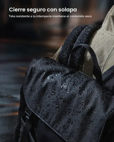 Vista 6 de tomtoc Mochila con solapa para laptop con compartimento acolchado para trabajo, viajes, 18L Lightweight, Water-Resistant Casual College Daypack