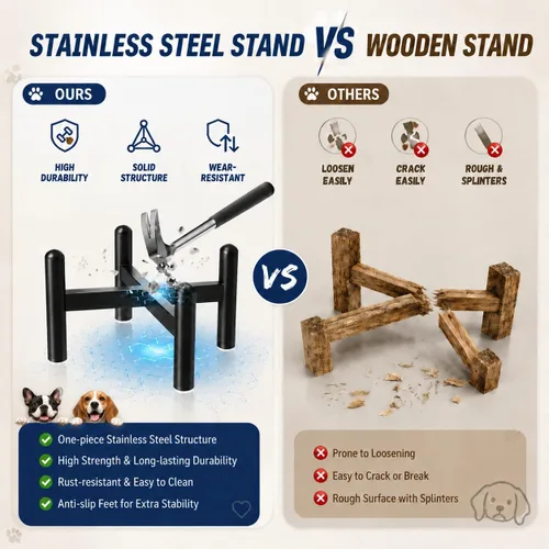 Vista 4 de Juego de cuencos elevados de cerámica para perros con soporte, 2 tazas de Negro