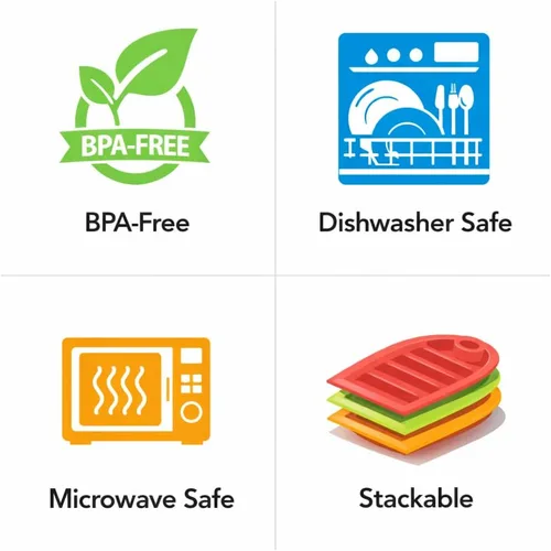 Vista 5 de Juego de 3 platos para tacos, bandejas divisoras de plástico para tacos con ranuras de pie, sin BPA, aptas para lavavajillas y microondas