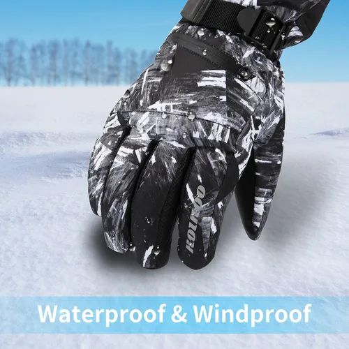 Vista 4 de Guantes de esquí Guantes de invierno impermeables para snowboard para hombres y mujeres, compatibles con pantallas táctiles, cálidos por debajo