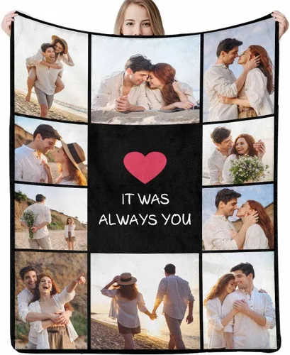 Vista 16 de D-Story Manta con fotos personalizada fabricada en Estados Unidos, regalo de foto conmemorativa personalizada para parejas, acogedora y cálida