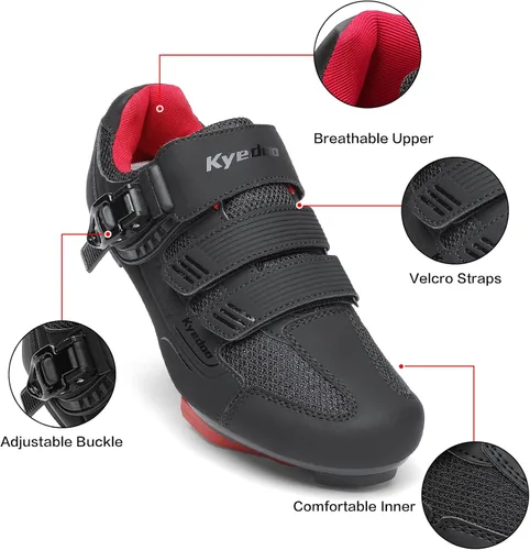Vista 4 de Zapatos de ciclismo unisex compatibles con Peloton zapatos de bicicleta con clip para interiores Peleton bicicleta de carretera, ciclismo, carreras