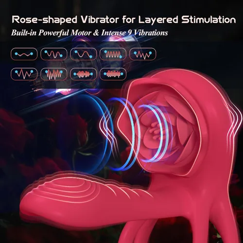 Vista 4 de Anillo vibrador para el pene con estimulador de clítoris rosa, vibrador de anillo para el pene para parejas, juguetes sexuales para hombres