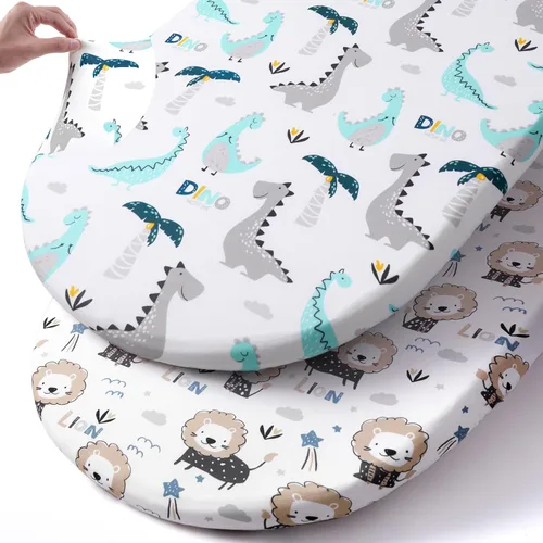 Vista 38 de Pack n Play Sheets BROLEX - Juego de 2 sábanas para cuna, juego de sábanas elásticas y portátiles para cuna, funda de colchón convertible
