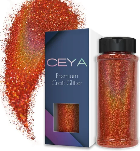 Vista 15 de Ceya - Polvo de purpurina holográfica ultra fina, 1.1 LB/17.63 OZ, color negro láser, 1/128' 0.008' 0.2mm, en masa para manualidades, resina, vasos