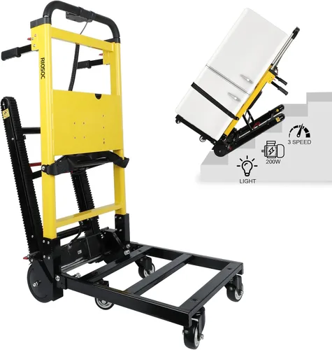 Vista 8 de Carro eléctrico para escaleras, carga máxima de 400 libras, resistente, con 6 ruedas, para almacén logístico de muebles, color negro