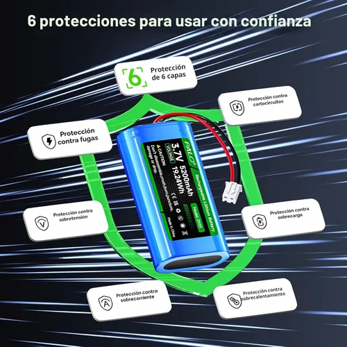 Vista 5 de Batería de iones de litio de 5200 mAh 3.7 V con enchufe JST-PH JST 2.54/2P (no JST-PH 2.0 2 pines), batería recargable de litio de 3.7 voltios
