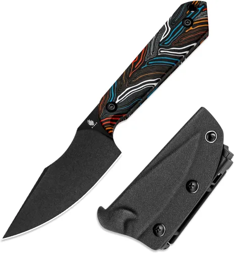 Vista 14 de Kizer Mini Harpoon Cuchillo de hoja fija con funda, cuchillo de caza de hoja de 3 V con mango de micarta, cuchillos pequeños EDC de hoja fija