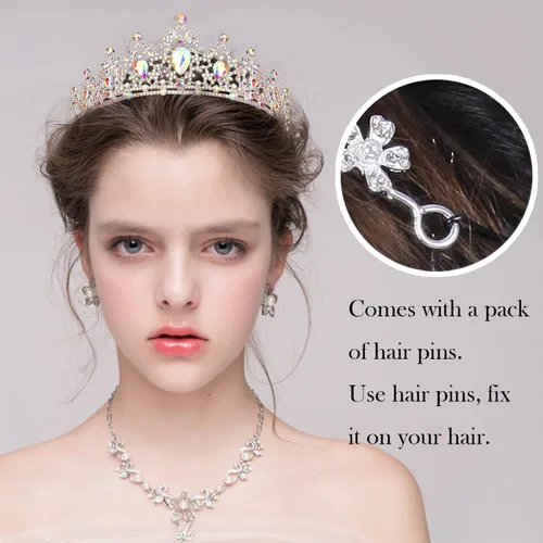 Vista 3 de Coronas para mujer Tiaras para mujer, Cristal Diamante falso