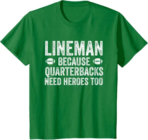 Vista 56 de Lineman Because Quarterbacks Need Heroes Camiseta de fútbol linieros S Negro