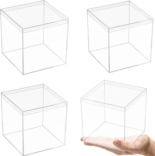 Vista 15 de KissYou Caja Pequeña de Acrílico con Tapa Cajas de Caramelo Transparentes para Exhibición Decoración de Fiesta Cubo Cuadrado de Plástico
