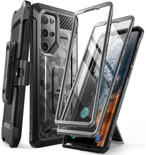 Vista 10 de SUPCASE Funda para Samsung Galaxy S22 Ultra con soporte, [Unicorn Beetle Pro] [2 marcos frontales]