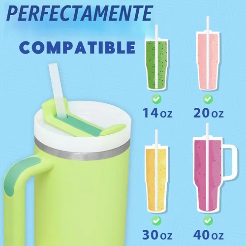 Vista 3 de Pajitas de silicona de repuesto para vaso Stanley Adventure de 40 onzas, paquete de 6 popotes de silicona reutilizables de grado alimenticio