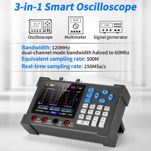 Vista 2 de Kit de osciloscopio digital de mano LCD - 2 canales 3.2 "TFT multímetro Osciloscopio generador de señal Mini Osciloscopio automotriz Ancho de banda