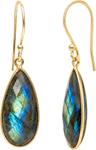 Vista 18 de Gempires - Aretes largos de gota con piedras preciosas facetadas para mujer