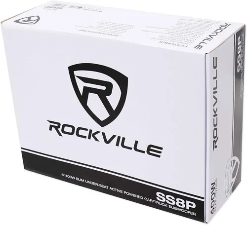 Vista 8 de Rockville SS8P Paquete: Subwoofer de 8 pulgadas, 400 W, delgado, bajo el asiento, para coche/camión, alimentado activamente, Kit de instalación