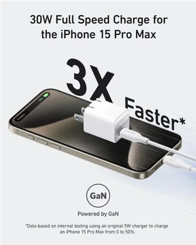 Vista 3 de Anker Cargador de teléfono nano, portátil de 30 W y cargador plegable USB C Verde