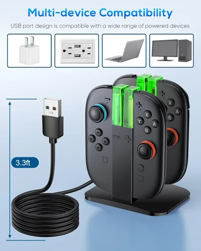 Vista 6 de FYOUNG Base de carga para controlador para Nintendo Switch 2 (2025) para Joy con 2, estación de carga para Joycon 2 accesorios de controlador