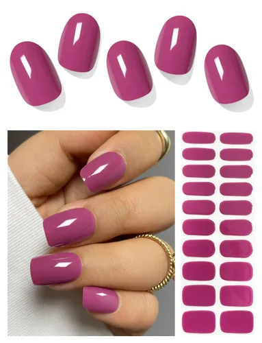 Vista 18 de AutyaMee Tiras de uñas de gel semicuradas (abeja y flor), 20 unidades de envolturas de uñas de gel, calcomanías, rosa nude, calidad de salón