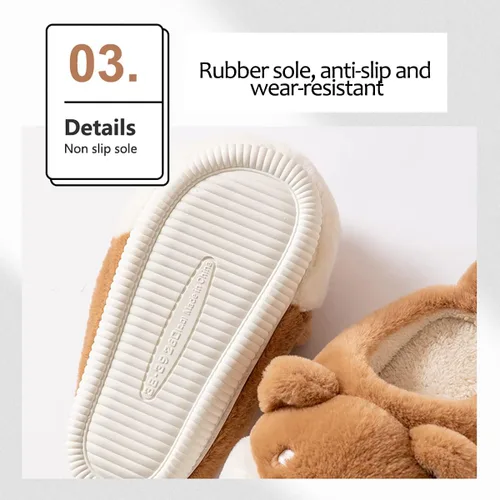 Vista 4 de RAGEFIVE Lindas pantuflas de vaca para mujeres y niñas, pantuflas de algodón de felpa mullida para el hogar, para interiores y exteriores