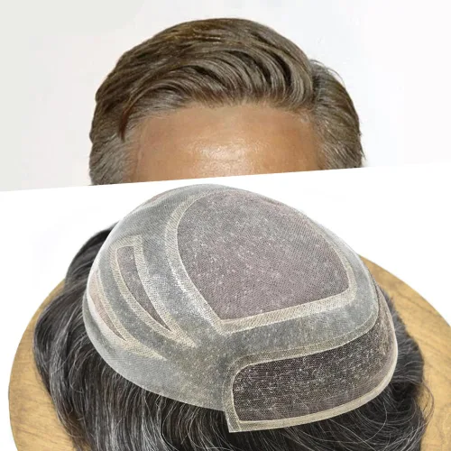 Vista 31 de Toupee For Men Hair Piece Real Human Hair Mens Hair System Fine Mono Mens Toupee Hair System For Men Hairpieces French Lace Natural Hairline8x10
