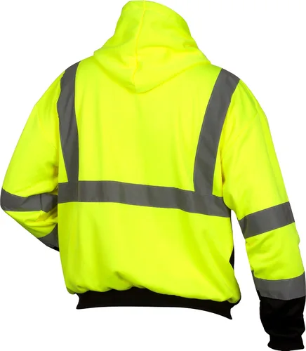 Vista 3 de Pyramex RSZH32 Series Sudaderas Hi Vis Lime Zipper Sudadera con parte inferior negra