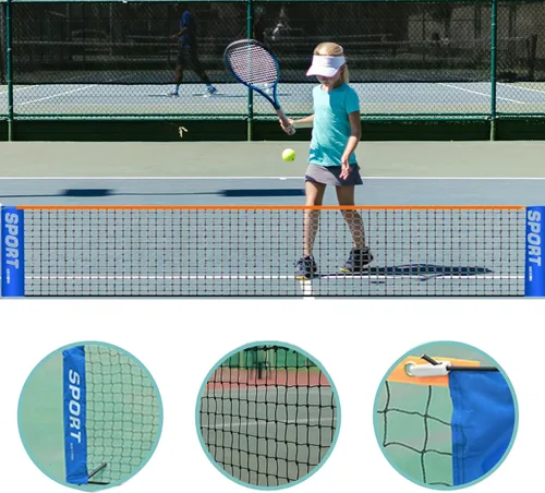 Vista 3 de Red de pickleball de bádminton, repuesto de red de bádminton de poliéster, red de entrenamiento de voleibol para niños y adultos, para tenis