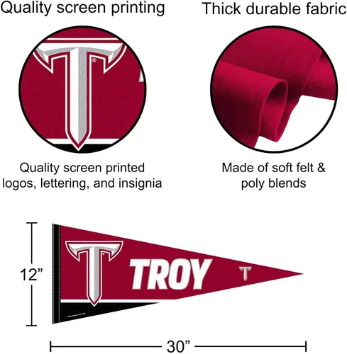 Vista 2 de Troy University Pennant - Fieltro de tamaño completo