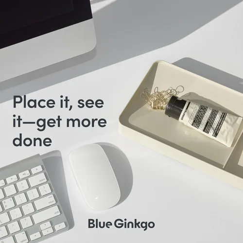 Vista 4 de BLUE GINKGO Bandeja de escritorio – Organizador fabricado en Corea para notas, bolígrafos, lápices y accesorios (doble cara, beige)