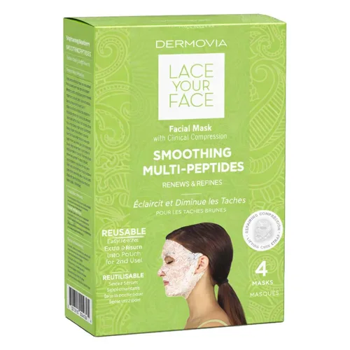 Vista 18 de Máscara facial Lace Your Face de compresión, como se ve en el programa Shark Tank, algodón biodegradable reutilizable, cuidado de la piel, Péptidos