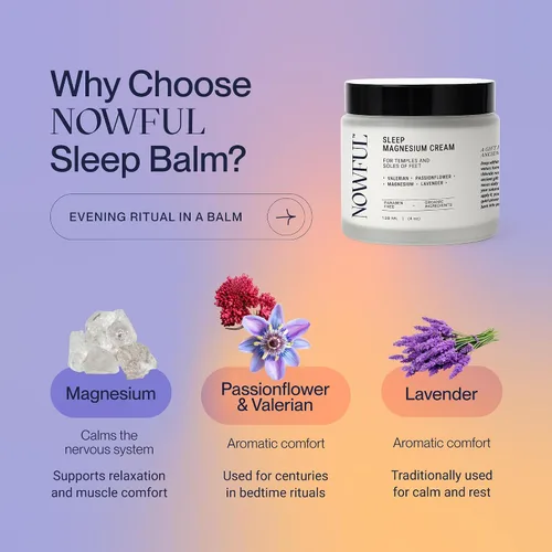 Vista 2 de Sleep Aid - Crema de magnesio - Raíz de valeriana y pasiflora para la calma - Bálsamo nocturno natural para ansiedad y sueño reparador - Con aceite
