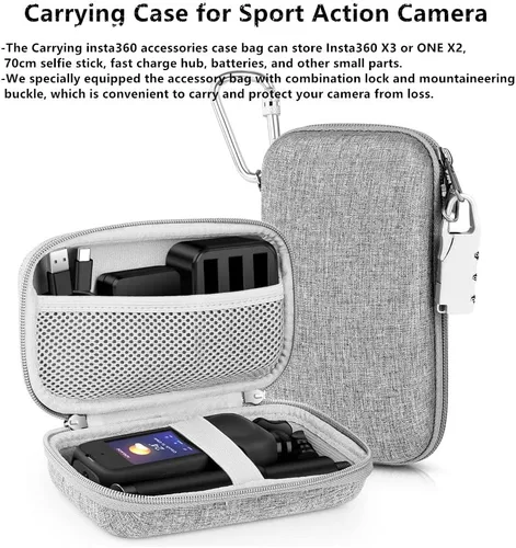Vista 5 de Kit de accesorios 7 en 1 compatible con Insta360 X3 [funda de silicona para cámara] [cubierta protectora de lente] [película protectora de pantalla]