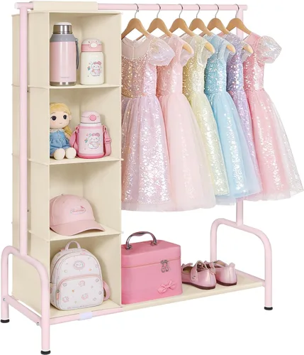 Vista 8 de Univivi Perchero para Ropa de Niños con Organizador Colgante, Almacenamiento de Vestidor Infantil para Colgar Ropa, Armario Guardarropa para Niños