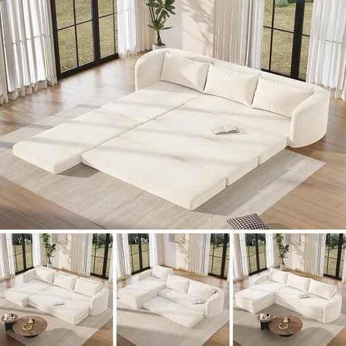 Vista 23 de Vesgantti Sofá modular sin hueso de 114 pulgadas, moderno sofá de 5 plazas en forma de U con 2 otomanas y asientos profundos, sofás de nube